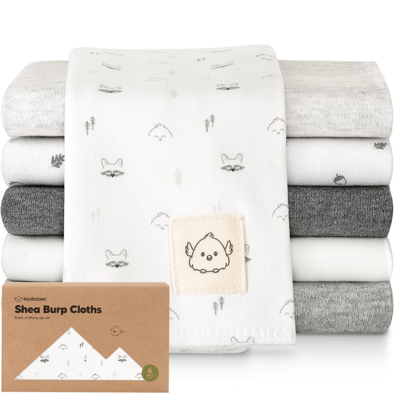 KeaBabies Organic Burp Cloths Baby Boy, Girl - 6-Pack Large Cotton Burping Cloths for Babies, Spit Up Rags, Super Absorbent, Ultra Soft Newborn Rag, Gender Neutral, Machine Washable, Durable (Neutrals) - Image 1
