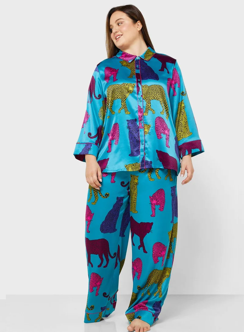 CHELSEA PEERS Printed Shirt & Pyjama Set