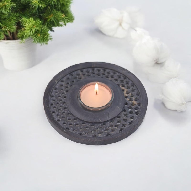Natriel Stone TLight Candle Holder Elegant Home Dcor Indoor Outdoor Decorative Showpiece Handmade Carved Design3 - Image 1