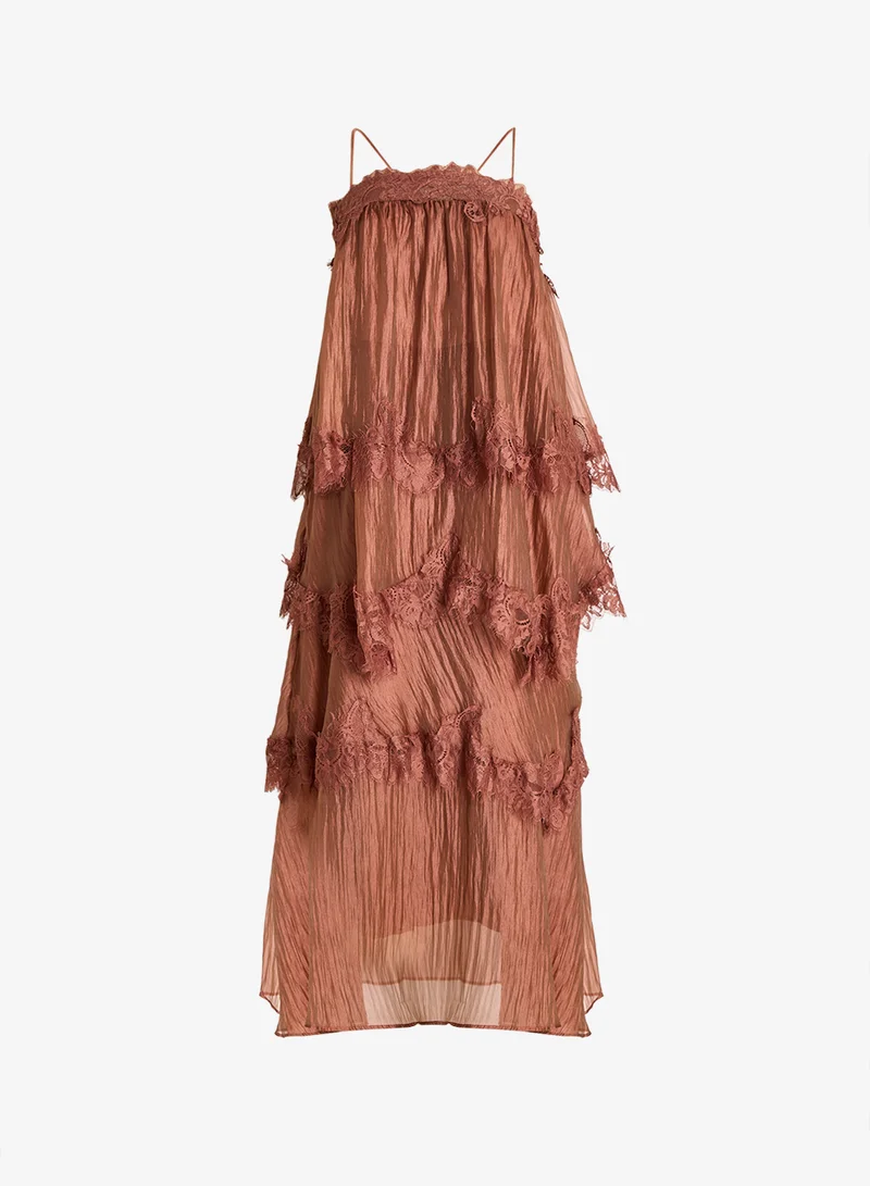 Ginger Boutique Strappy Lace Detail Tiered A Line Dress