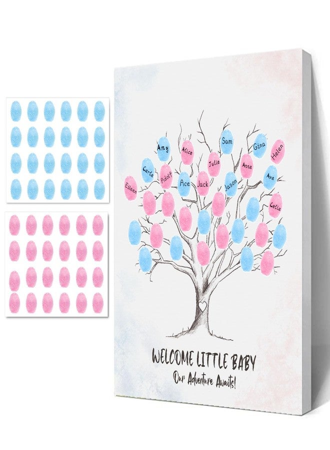 Toerifer Baby Shower Guest Book, Gender Reveal Fingerprint Tree Sign, Baby Gender Reveal Ideas, Baby Reveal Party Decorations, Canvas Decor for Boy and Girl Baby Shower - Image 1