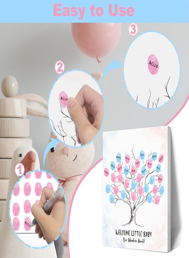 Toerifer Baby Shower Guest Book, Gender Reveal Fingerprint Tree Sign, Baby Gender Reveal Ideas, Baby Reveal Party Decorations, Canvas Decor for Boy and Girl Baby Shower - Image 4