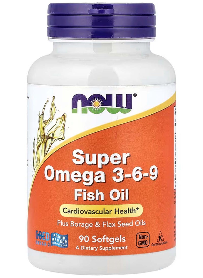 now Super Omega 3-6-9 Fish Oil, 90 Softgels - Image 1