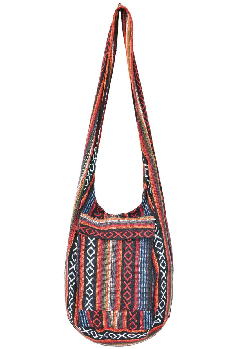 Your Cozy Boho Crossbody Bag for Women â€“ Handmade Cotton Sling Bag Lightweight Unisex Travel Purse with Zipper (Naga02) - Image 1