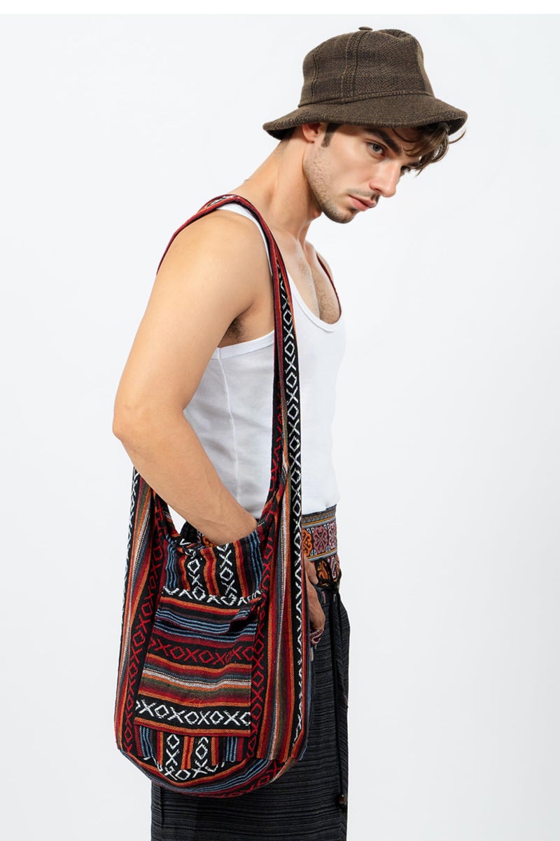 Your Cozy Boho Crossbody Bag for Women â€“ Handmade Cotton Sling Bag Lightweight Unisex Travel Purse with Zipper (Naga02) - Image 5