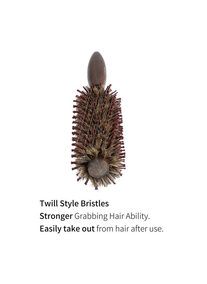 Perfehair - Small Round Boar & Nylon Bristle Brush 1.8 Inch Styling Hairbrush For Blow Drying Curling Men & Women'S Short Thin Fine Hair Natural Wooden Handle - Image 1