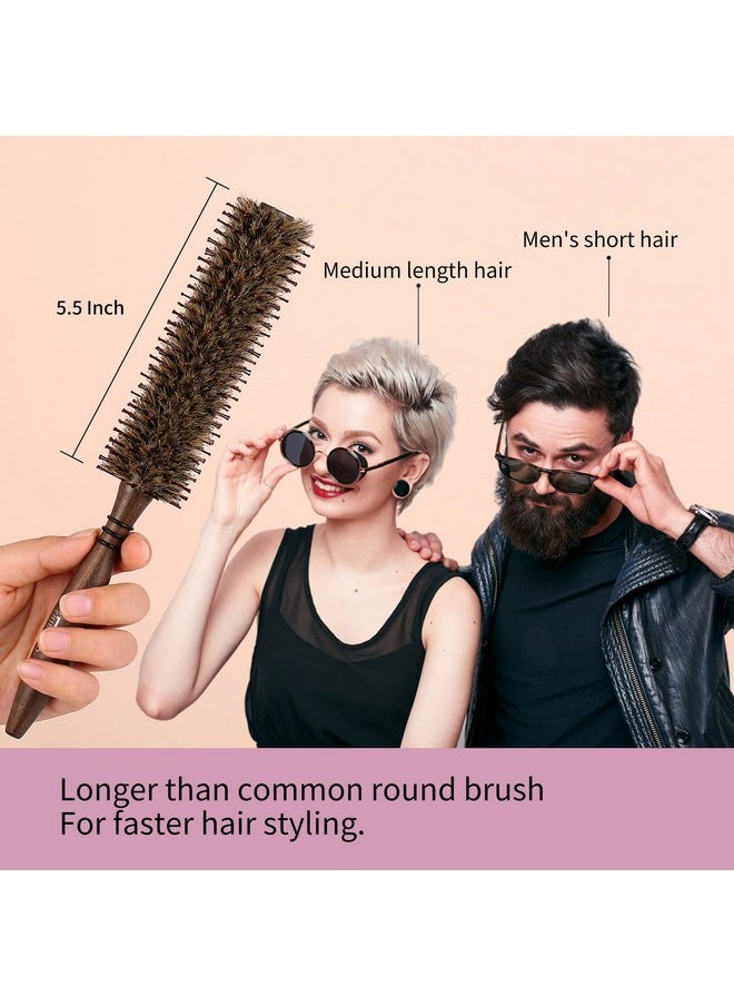 Perfehair - Small Round Boar & Nylon Bristle Brush 1.8 Inch Styling Hairbrush For Blow Drying Curling Men & Women'S Short Thin Fine Hair Natural Wooden Handle - Image 1