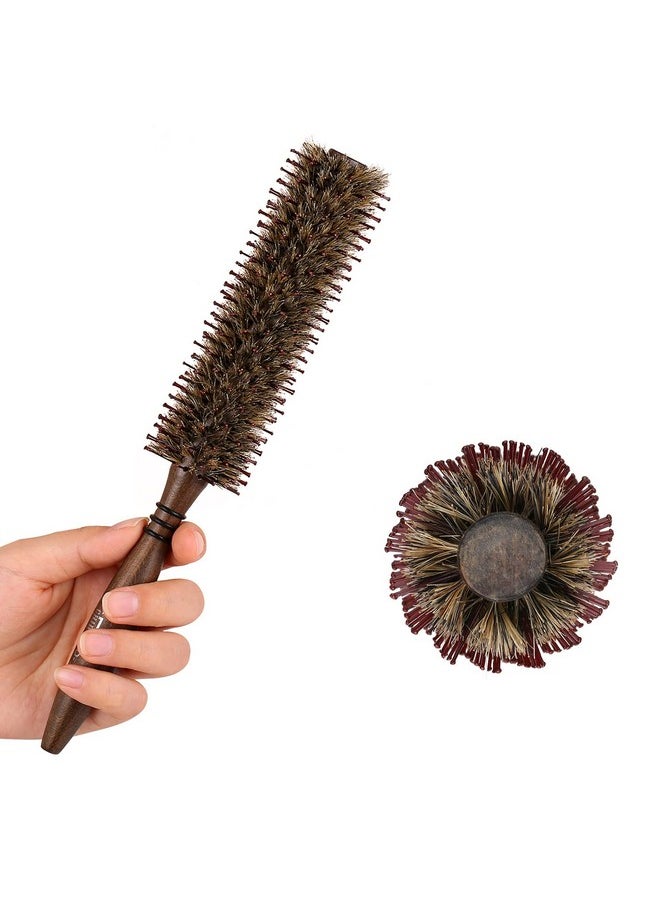 Perfehair - Small Round Boar & Nylon Bristle Brush 1.8 Inch Styling Hairbrush For Blow Drying Curling Men & Women'S Short Thin Fine Hair Natural Wooden Handle - Image 1