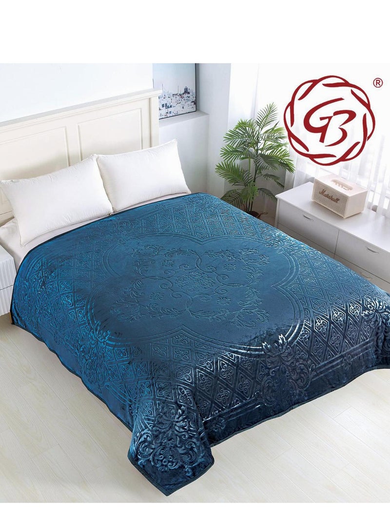 GB Embossed  Flannel Fleece Blanket Travel Blanket for Bed and Sofas Luxurious Warm and Comfortable Size 220*240 - Image 1