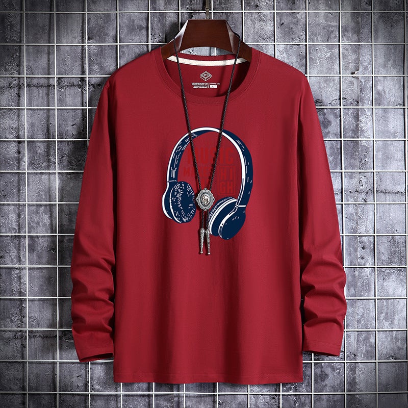 Men'S Long-Sleeved T-Shirt Teenagers Printed Large Size Base Shirt Men'S Round Neck Slim Fit T-Shirt Trendy Long-Sleeved Top Clothes - Image 1