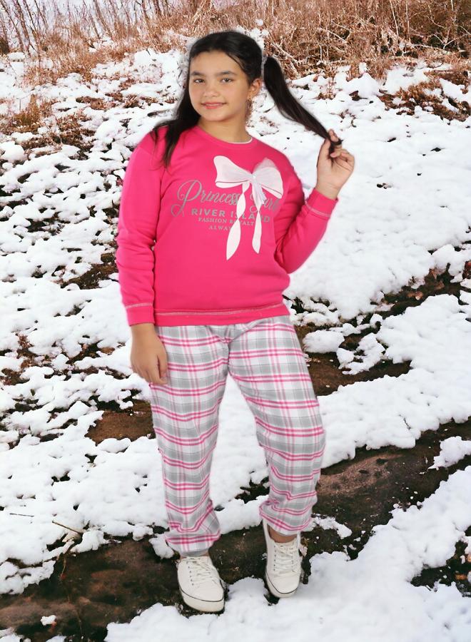 تشويس توب ميلتون قطن مع بنطلون كاروه للبنات، لعمر 12 سنة، موديلات 2024، نسيج عالي الجودة وخامات فائقة النعومة، موديلات مطبوعة بألوان مرحة وجذابة، تقدم الراحة والأناقة - Image 3