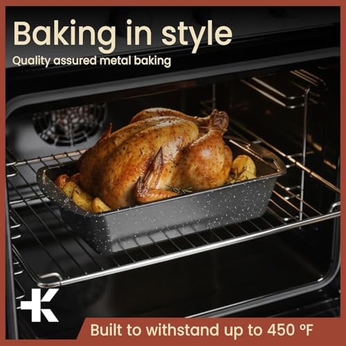 BAKKENMASTER Nonstick Loaf Pan Set Pack of 2, 10.2" & 11" Large Baking Bread Pan, Oven Safe Up to 450°F, PFOA, PFOS, PTFE Free, Space Saving Stackable Design, Stain Resistant, Dishwasher Friendly, Gray Marble - Image 3