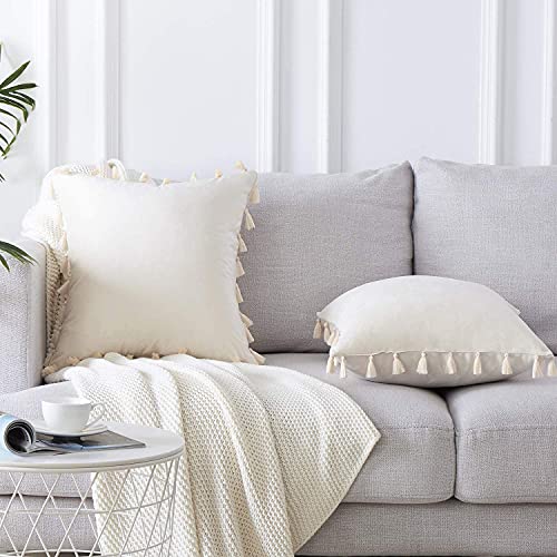 CottonFry Boho Decorative Throw Pillow/Cushion Covers with Tassels for Couch Bed Sofa Soft Velvet Cushion Covers - Image 5
