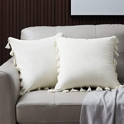 CottonFry Boho Decorative Throw Pillow/Cushion Covers with Tassels for Couch Bed Sofa Soft Velvet Cushion Covers - Image 4