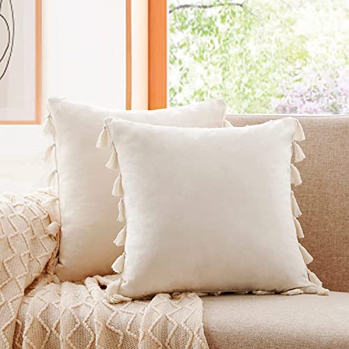 CottonFry Boho Decorative Throw Pillow/Cushion Covers with Tassels for Couch Bed Sofa Soft Velvet Cushion Covers - Image 2