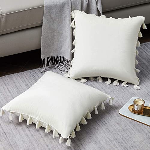 CottonFry Boho Decorative Throw Pillow/Cushion Covers with Tassels for Couch Bed Sofa Soft Velvet Cushion Covers - Image 3