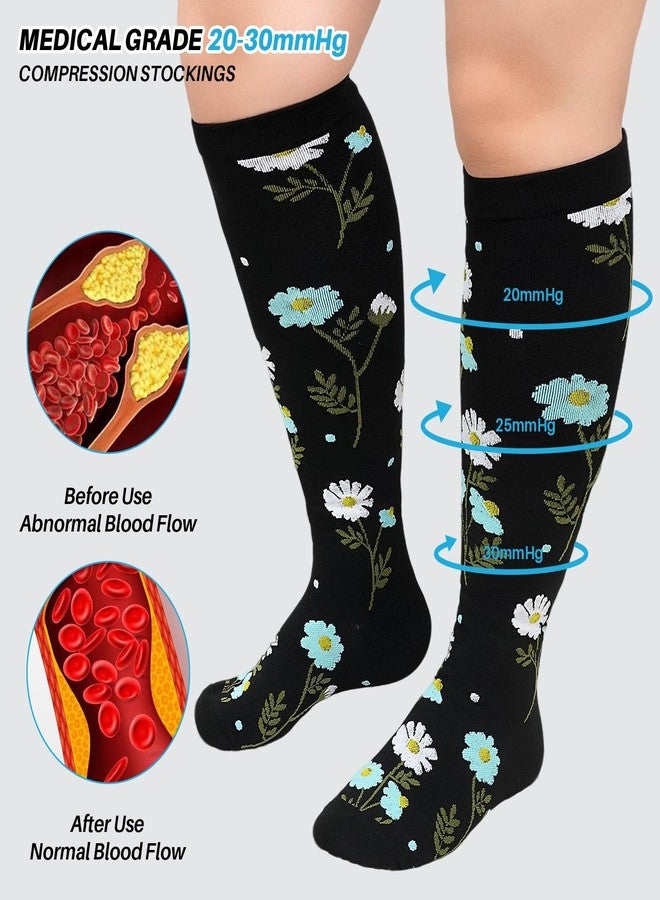 AMITOFO Plus Size Compression Socks 20-30mmHg Wide Calf for Men Women, Extra Large Compression Stockings Support for Running, Travel, Nurses, Pregnancy (3 Pairs) - Image 2