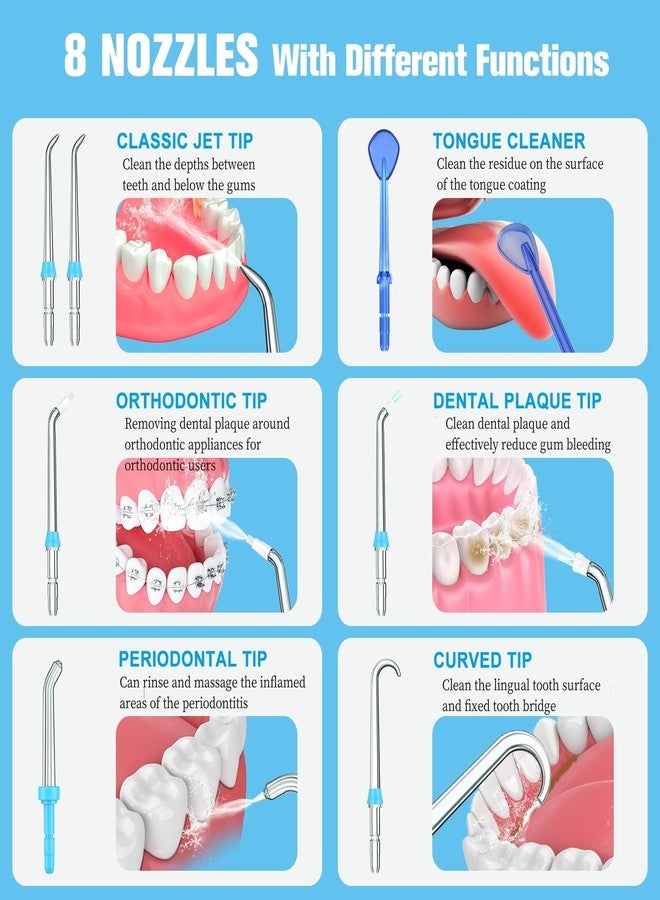WEQNNM Replacement Tips for Waterpik Water Flosser,Replacement Classic Jet Tips Compatible with Waterpik Oral Irrigator,Replacement Brush Heads for Waterpik,8 Pcs Replacement Parts for Waterpik - Image 5