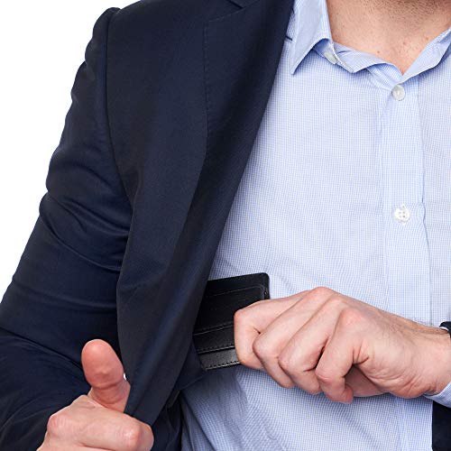 Alpine Swiss محفظة أمامية للرجال من ألباين سويس RFID ديرموت مع مشبك نقود جلدية مجموعة يورك بتشطيب ناعم باللون الأسود - Image 4
