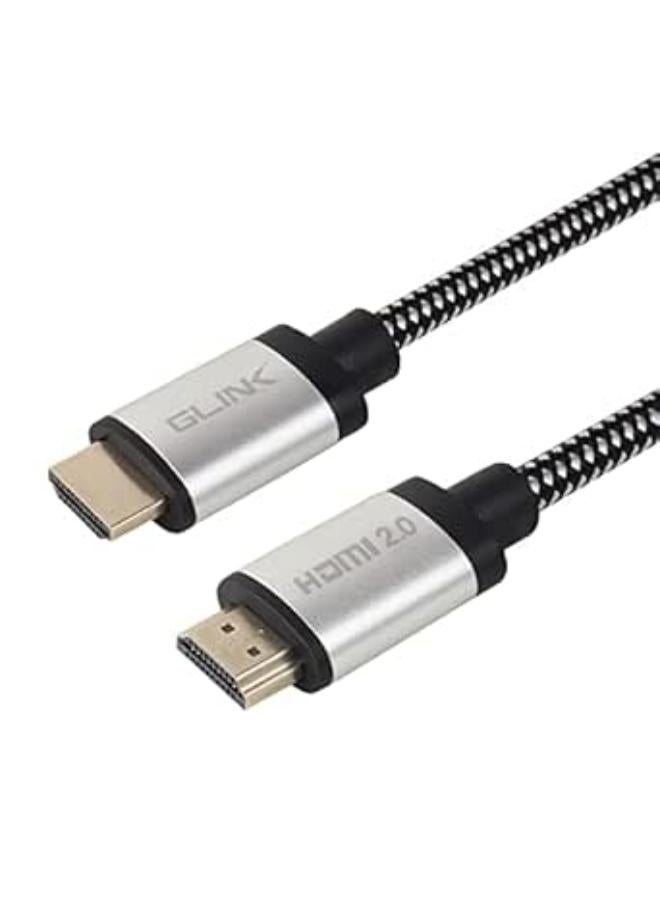 GLINK GL-201 ULTRA 4K-HIGH SPEED HDMI CABLE 2.0V with Ethernet 18Gbps, Supports DOLBY, 3D, 4K@60Hz, HDCP 2.2, Audio return, Cotton Braided, Gold Plated Metal Connector (5M/16FT)