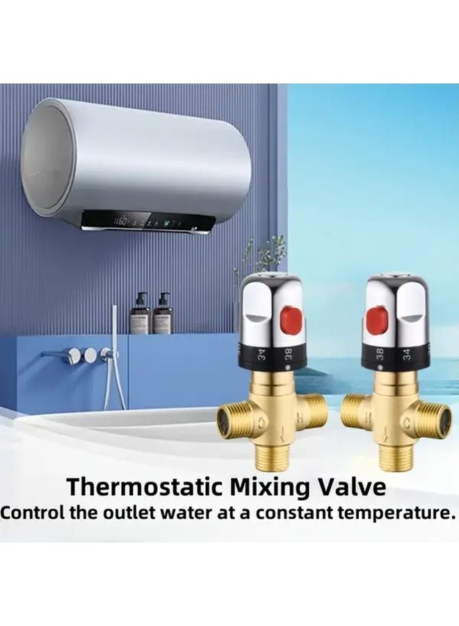 قطعتان من صمام دش ترموستاتي من النحاس النقي، تحكم مزدوج في درجة الحرارة، سهل التركيب - Image 2