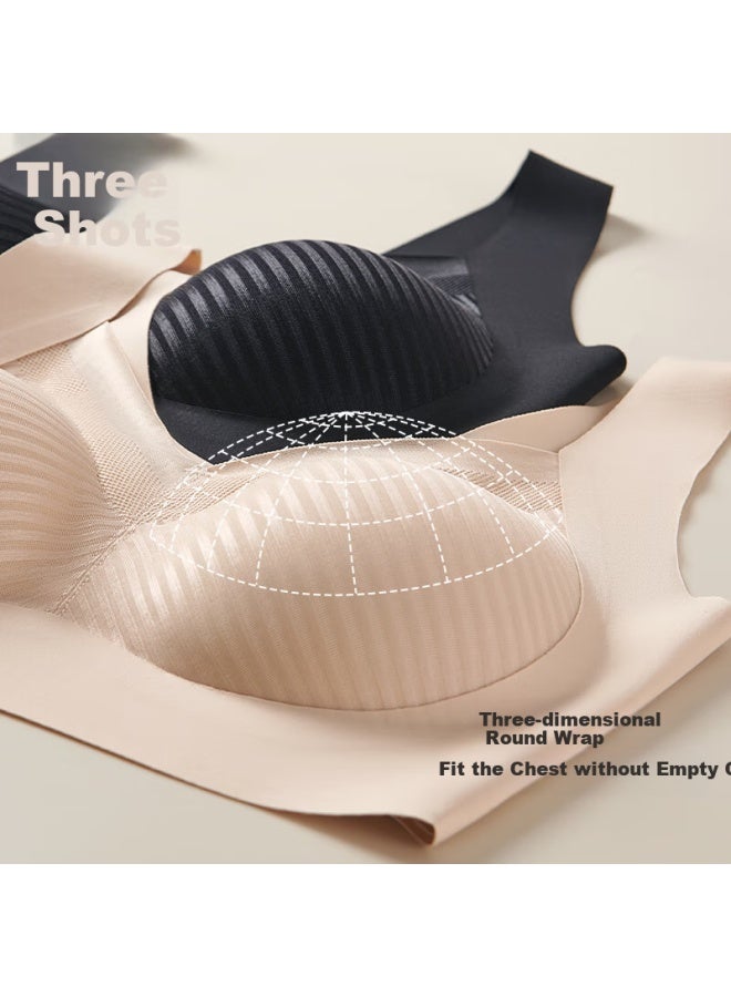 Threegun [rou Tou Series] Seamless Bra For Women, Push-up, Enhances Small Prevents Sagging, Wireless, Beautiful Back Brassiere - Image 4