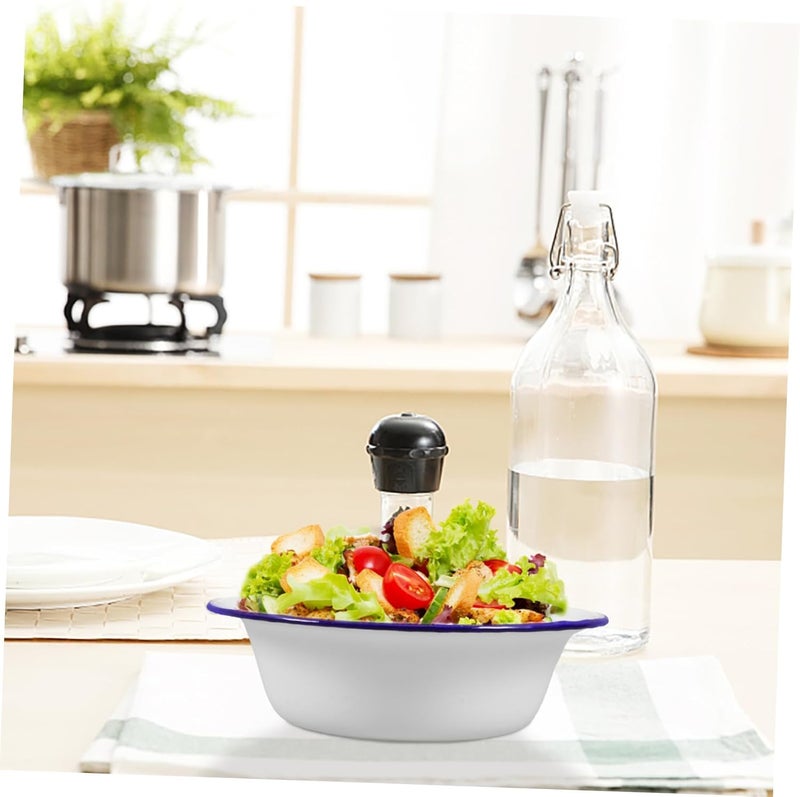 KALLORY 2pcs Enamel Dinner Plates Enamel Soup Bowls Thickened Serving Dishes Round Dinner Dishes for Kitchen - Image 5