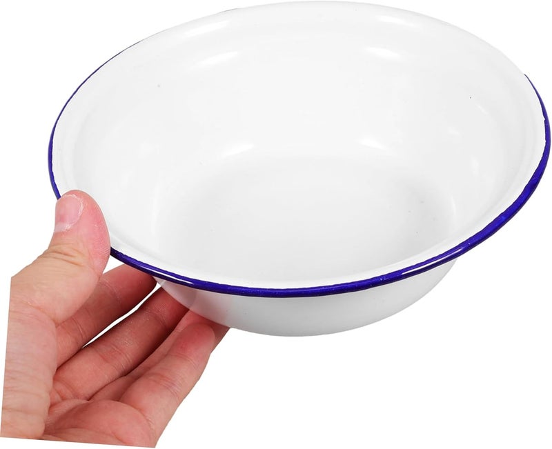 KALLORY 2pcs Enamel Dinner Plates Enamel Soup Bowls Thickened Serving Dishes Round Dinner Dishes for Kitchen - Image 3