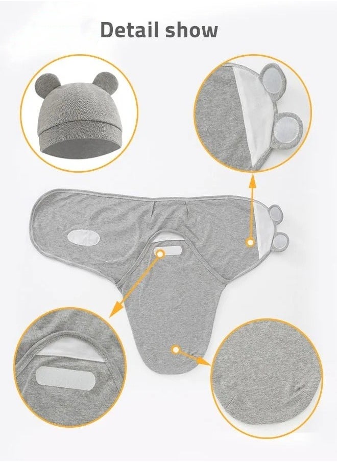 DOOKOO 6 PCS Baby Swaddle Blanket Wrap Cap Set Newborn Infant Sleep Sack With Caps 100% Breathable Cotton 0-6 Month  - Image 4