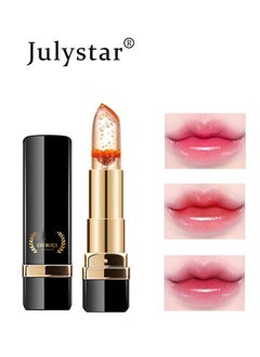 Julystar Crystal Flower Edible Gold Leaf Jelly Lipstick, Magic Color Changing Lipstick Temperature Color Change Lip Balm, Moisturizer Ph Color Change Lip Stick, Blood Rose  - Image 1
