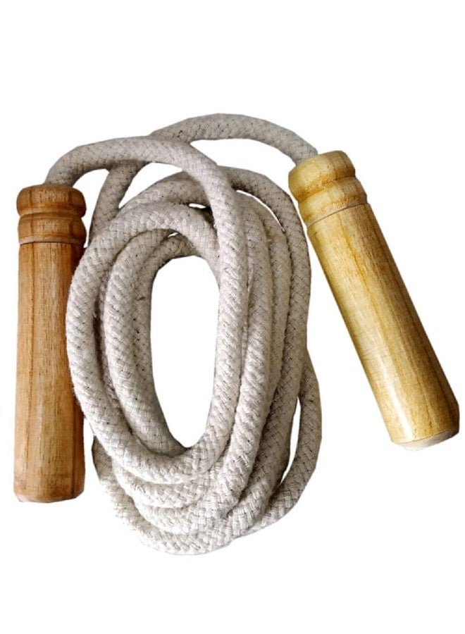 TOPTEAM Top Team Wooden Jumping Skipping Rope | Unisex | Brown Handle | White Rope | Exercise & Fitness & Workout. - Image 3