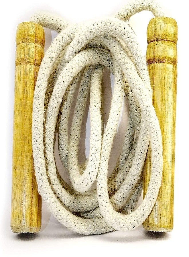 TOPTEAM Top Team Wooden Jumping Skipping Rope | Unisex | Brown Handle | White Rope | Exercise & Fitness & Workout. - Image 2