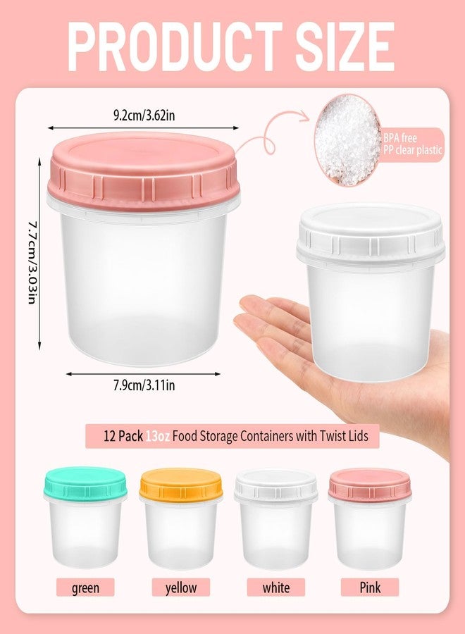ISUSSER 12 Pack Freezer Containers with Screw On Lids, 13oz Stackable Reusable Food Storage Container, Airtight Plastic Storage Containers with Twist Top Lids for Food Sauce Jello Soup - Image 2