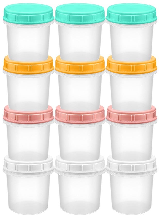 ISUSSER 12 Pack Freezer Containers with Screw On Lids, 13oz Stackable Reusable Food Storage Container, Airtight Plastic Storage Containers with Twist Top Lids for Food Sauce Jello Soup - Image 1
