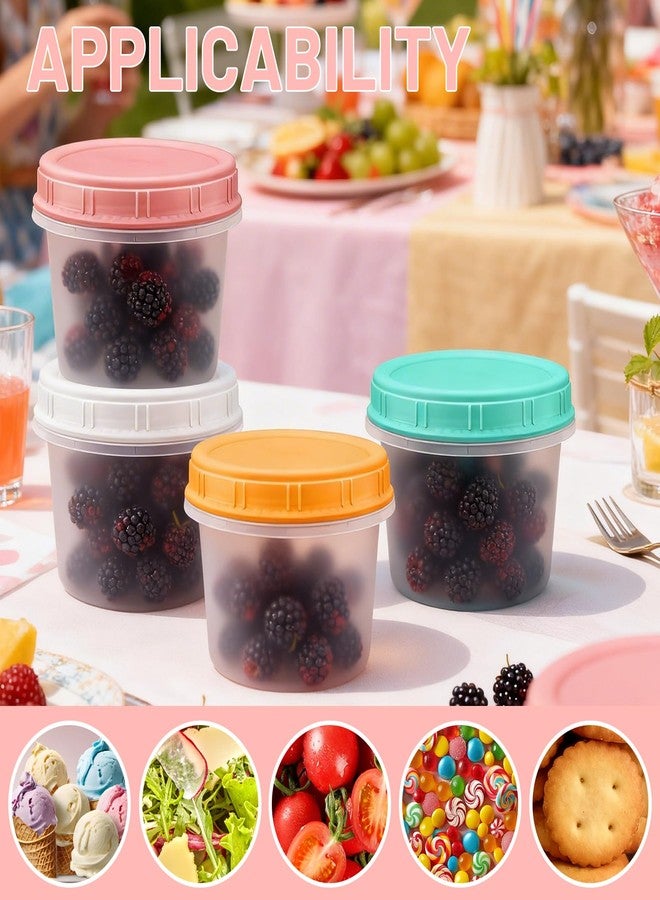 ISUSSER 12 Pack Freezer Containers with Screw On Lids, 13oz Stackable Reusable Food Storage Container, Airtight Plastic Storage Containers with Twist Top Lids for Food Sauce Jello Soup - Image 4
