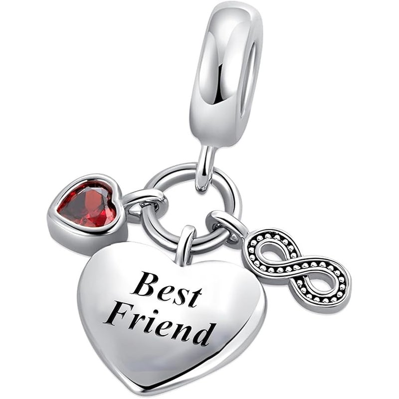 QeenseKc 2PCS Mother Daughter Love Heart Charm I Love You to the Moon and Back Crystal Enamel Dangle Bead Charm - Image 2
