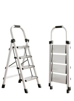 Vparty Folding Ladder 4 Steps Household Portable Ladders Lightweight Aluminum Step Ladder For Home, Non-Slip Portable Ladder For Kitchen, Library And Office, Maximum Load 150 Kg  - Image 1