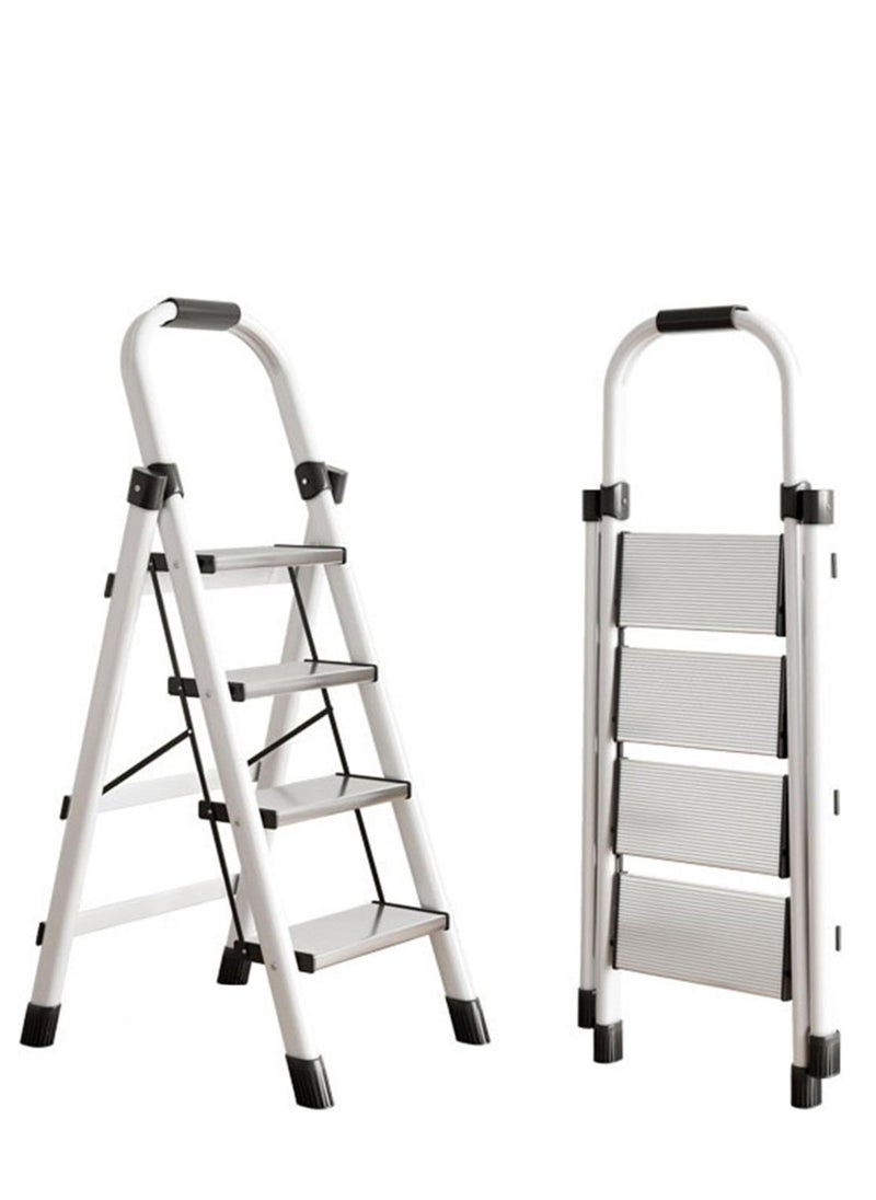 Vparty Folding Ladder 4 Steps Household Portable Ladders Lightweight Aluminum Step Ladder For Home, Non-Slip Portable Ladder For Kitchen, Library And Office, Maximum Load 150 Kg  - Image 1
