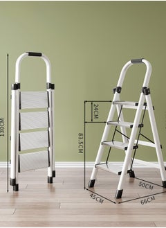 Vparty Folding Ladder 4 Steps Household Portable Ladders Lightweight Aluminum Step Ladder For Home, Non-Slip Portable Ladder For Kitchen, Library And Office, Maximum Load 150 Kg  - Image 2