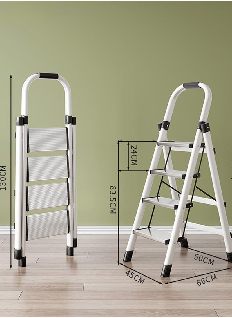 Vparty Folding Ladder 4 Steps Household Portable Ladders Lightweight Aluminum Step Ladder For Home, Non-Slip Portable Ladder For Kitchen, Library And Office, Maximum Load 150 Kg  - Image 2