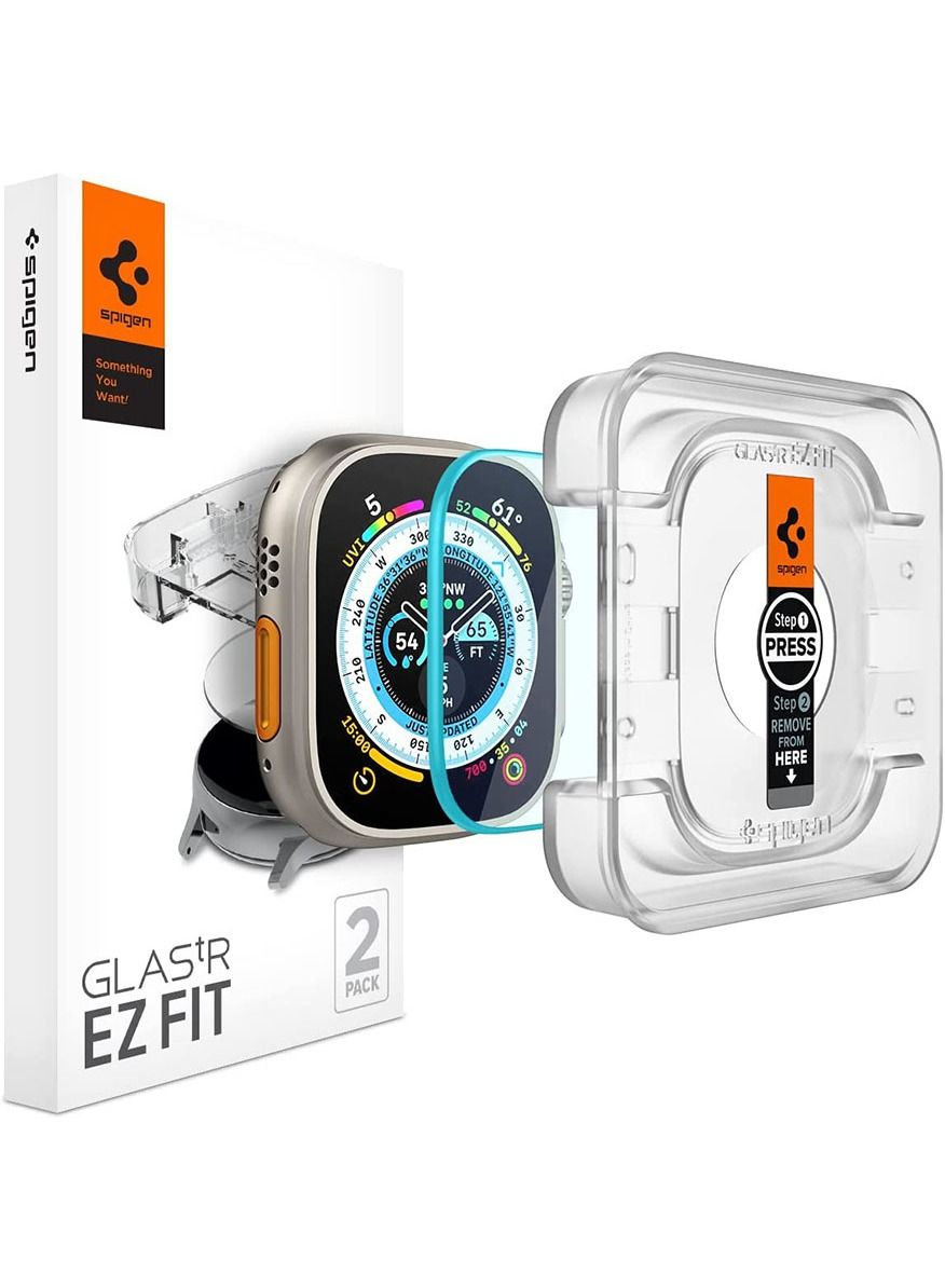 Spigen GLAStR EZ Fit Apple Watch ULTRA 3 /2/1 (49mm) Screen Protector Tempered Glass  with Auto Align install kit - [2 Pack]