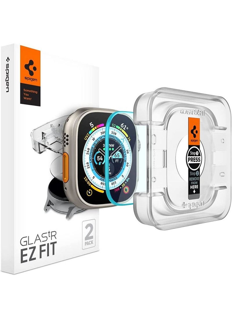 Spigen - Glastr Ez Fit Apple Watch Ultra (49mm) Tempered Glass Screen Protector with Auto Align Install Kit - 2 Pack - Image 1