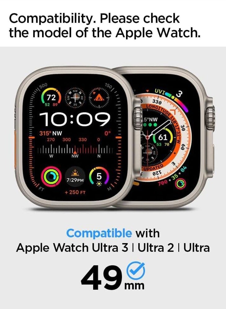 Spigen واقي شاشة زجاجي مقوى لساعة Apple Watch Ultra (49 ملم) من Glastr Ez Fit مع مجموعة تثبيت محاذاة تلقائية - عبوتان - Image 2