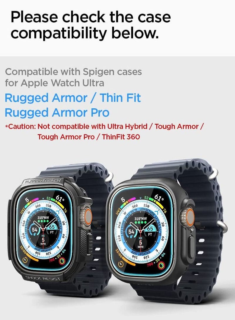 Spigen واقي شاشة زجاجي مقوى لساعة Apple Watch Ultra (49 ملم) من Glastr Ez Fit مع مجموعة تثبيت محاذاة تلقائية - عبوتان - Image 3