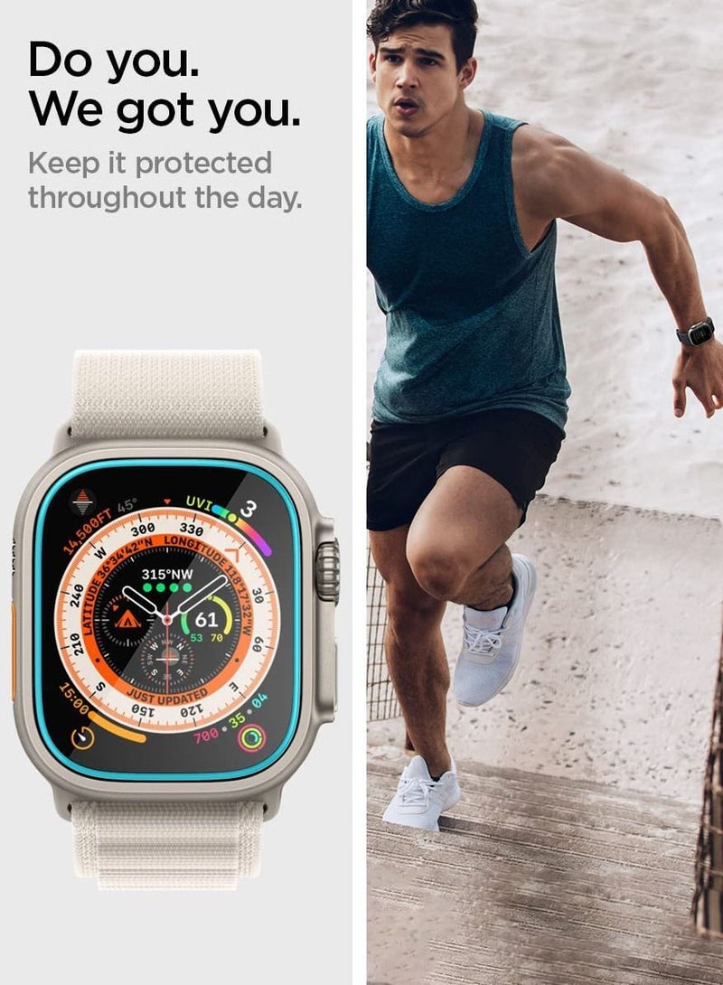 Spigen واقي شاشة زجاجي مقوى لساعة Apple Watch Ultra (49 ملم) من Glastr Ez Fit مع مجموعة تثبيت محاذاة تلقائية - عبوتان - Image 4