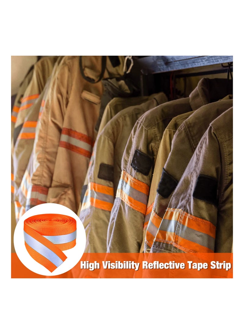 Traffic Warning Tape, 2 Roll High Visibility Reflective Fabric Stripe Webbing Ribbon DIY Sew On Fabric Tape Trim Strip for Warning Safety Trim on Vest Belt Jacket Bag Pants Shoes 5 Meters Orange - Image 2
