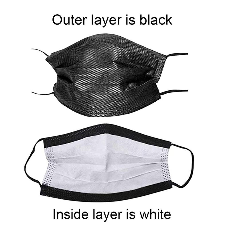 Wecolor Disposable 3 Ply Earloop Face Masks, Suitable for Home, School, Office and Outdoors (Black) - Image 2