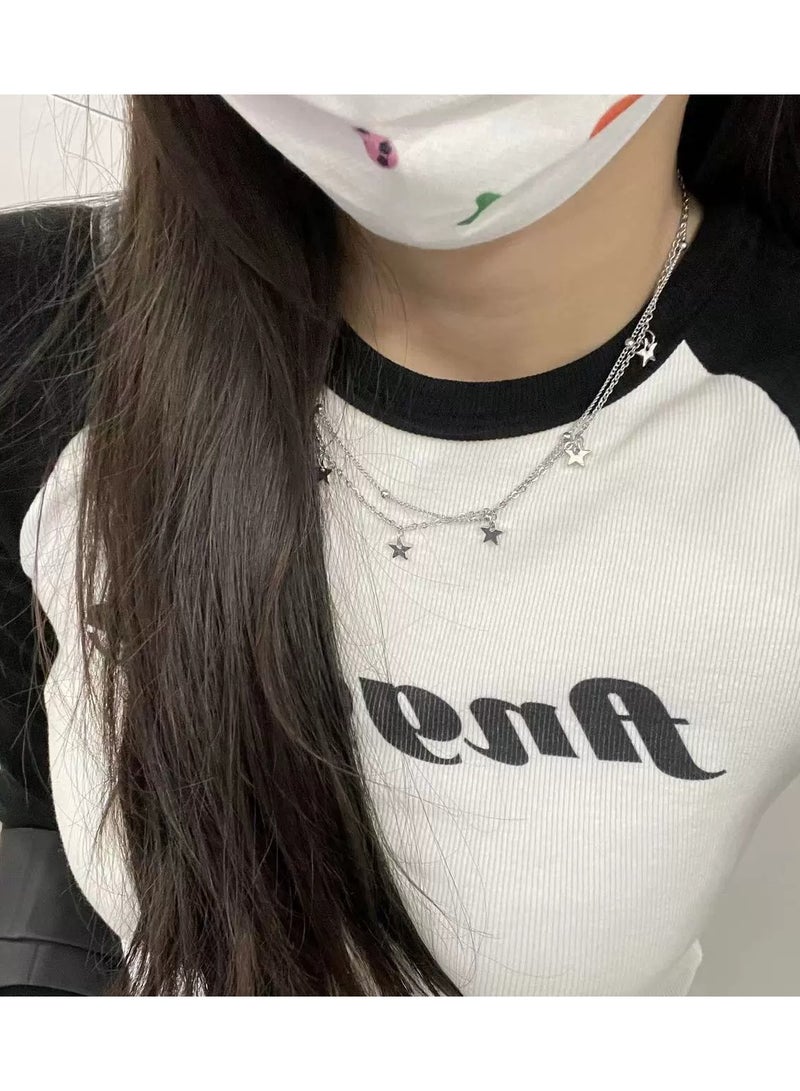 Goolsky Six-Star Beaded Steel Chain Necklace for Women – Chic Small-Bead Luxury Jewelry, Classic Style Non-Fading, Daily/Office Wear - Image 2