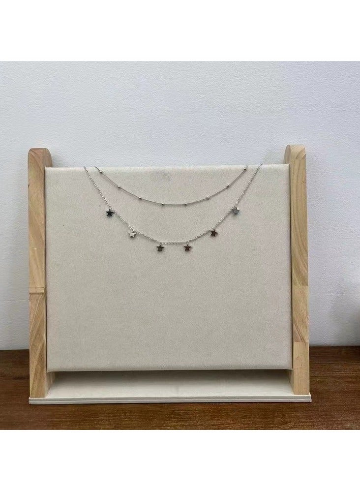 Goolsky Six-Star Beaded Steel Chain Necklace for Women – Chic Small-Bead Luxury Jewelry, Classic Style Non-Fading, Daily/Office Wear - Image 4