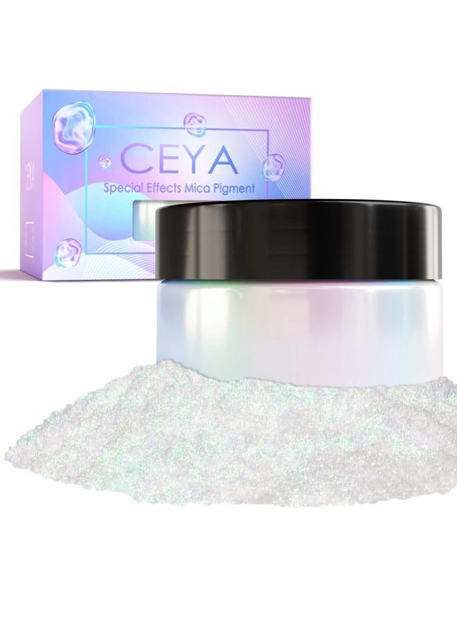 Ceya Chameleon Mica Powder, 1.8oz/ 50g Magic Sea Chrome Nail Powder, Cosmetic Grade Pearlescent Effect Color Shift Pigment for Epoxy Resin, Makeup, Nail Polish, Soap Dye, Candle Making, Slime, Paint - Image 1